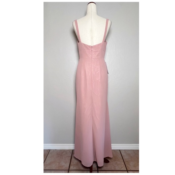 •AZAZIE•‎ Salma Sleeveless Sheath Side Slit Chiffon Dress in Dusty Rose Size A8 - Picture 3 of 15